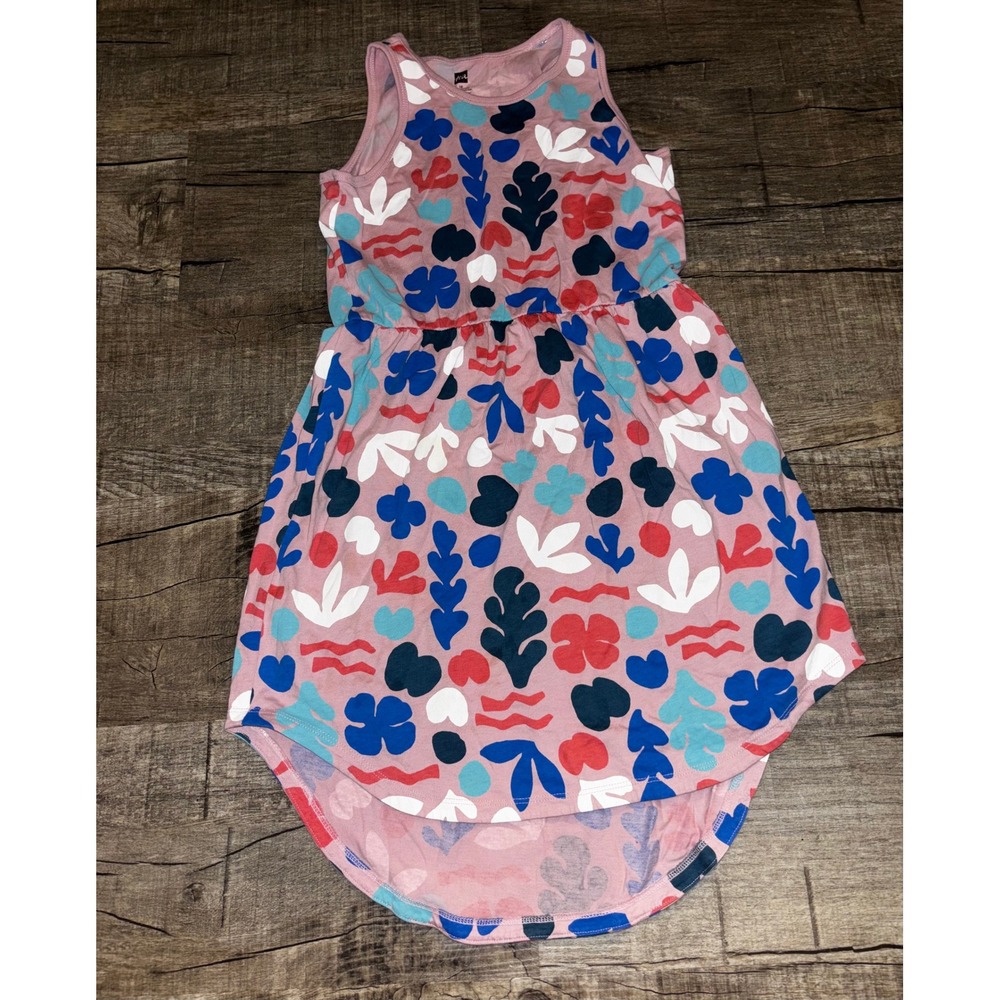 Tea Collection Girls Pink‎ Abstract Floral Sleeveless High Low Dress Size 12